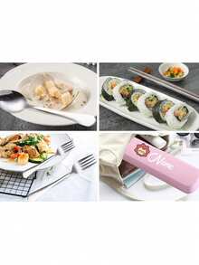 这款定制餐具套装饰有可爱的卡通狮子头图案，包含不锈钢叉子、筷子和勺子，便携设计，不锈钢材质，可重复使用，适合露营、野餐、徒步旅行、旅行、办公室、学校和宿舍等场合，方便携带，多种颜色可选，是学生和老师的理想礼物，也是开学季、假期和教师节的必备之选。 - 多色 - 查看 5