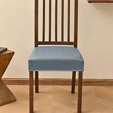 Fundas elásticas para asientos de sillas de comedor, suaves, impermeables, sólidas, para decoración del hogar - Gris - Ver 4
