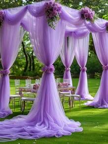 1pc 315inch Purple Sheer Fabric Draping,Chiffon Ceiling Drapes,Romantic Wedding Ceremony Decor,Gauze Curtain Multi-Purpose Fabric,Outdoor Wedding Decor, Bridal Shower Decor, Wedding Reception Decor,Birthdays Party Decor,Background Yarn For Wedding Archway,Party Background Decoration