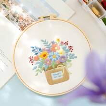 1PC Cross Stitch Flower Cloth Hoop Threads Needles And English Instructions Open Your Creativity Embroidery Plant Hobby Craft Needlework Suitable For Beginners Home Wall Decoration Christmas Gift - Apricot - View 9