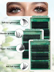 270/290/300pcs Eyelash Clusters, 30D40D50D/40D+60D+80D/60D+80D+100D DIY Eyelash Extension, Faux Mink Lashes - Premium D-Curl Fluffy & Natural Lash Clusters, Suitable For DIY Eyelash Extension - Reusable, Lightweight & Easy To Use. - D - 查看 2