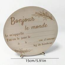 1 pièce Panneau de bienvenue en bois, design sculpté "Bonjour Le Monde", bois naturel, convient aux nouveaux parents et aux adolescents, cadeau pour les futures mères