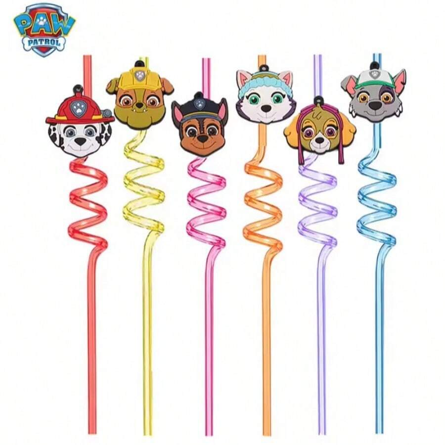 1/6Pcs Paw Patrol Anime Party Straw Birthday Party Cartoon Decoration Gift Baby Party Gifts