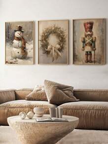 3 Pieces Snowman Canvas Poster Knight Wall Art Garland Decorative Painting Vintage Hanging Picture Poster Nordic Print Picture Christmas Decor Living Room Wall Decor Aesthetic Canvas Painting Posters And Prints Wall Art Picture For Living Room Decoration Home Decor Christmas Decorations