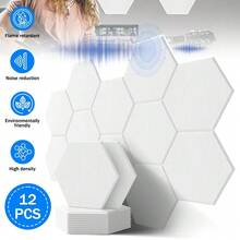 12 PCS White Hexagonal Soundproof Panels Self-Adhesive Wall Decoration Stickers For Recording Studio Home Theater Office - White - View 7