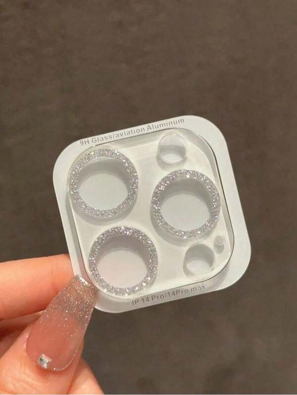 1pc Glitter Diamond For 15ProMax Lens Film Integrated Phone 14ProMax Mobile Phone Camera 13Pro Protection Ring Frame Cover Tempered Glass Clear Rhinestone Lens Film