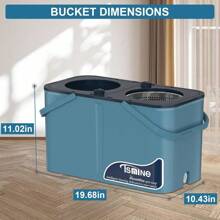 Spin Mop Bucket With Wringer: 4-Chamber (Dirty/Clean Water), 6 Replacement Heads & 4 Wheels – Home Cleaning - 藍/灰+10個拖把頭 - 查看 6