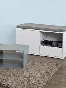 SoBuy FSR37-W, Hallway Shoe Cabinet Shoe Rack, Shoe Storage Bench With Removable Seat Cushion - 白色 - 查看 1