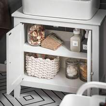 SoBuy FRG202-, Grey Under Sink Bathroom Storage Cabinet With Doors, 60x30x62cm Home Bathroom Decor Bathroom Organizer Summer Bathroom Accessories - White - View 8