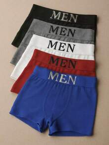 Set Of 5 Men's Boxer Briefs, Adult Microfiber Underwear Or Set Of 3 Underwear In Assorted Solid Colors - 彩色 - 查看 1