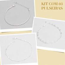 Kit Of 3 Elegant Heart-Shaped Beaded Bracelets, Plated In 925 Silver Or 18K Gold - Bạc - Xem 3