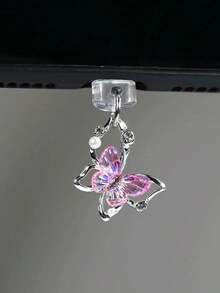 1 件全新蝴蝶珍珠防尘塞，仿珍珠和钻石装饰，渐变色蝴蝶手机防尘塞，手机防尘塞配件 - 彩色 - 查看 10