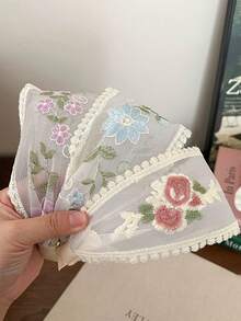 1 件女士黑色蕾丝刺绣头带，甜美可爱波西米亚风格，时尚发饰，发带，发箍，发饰，头饰 - 花朵黑 - 查看 3