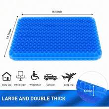 19.7" Gel Seat Cushion, Super Large & Thick Office Chair Cushion For Long Sitting - Back Hip Tailbone Pain Relief Cushion, Egg Seat Cushion Desk Chair Pads For Cars Wheelchair - Fits Up To 350 Lbs-222684 - BlueMedium - 查看 6