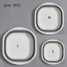 Conjunto de 3 bacias portáteis dobráveis, conveniente para lavar o rosto, roupas, etc. Compacto e economiza espaço para viagens