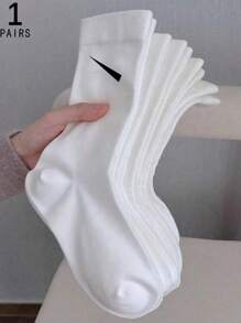 1/3/5/10/15/20 Pairs Women's Solid Color Oblique Stripe Comfortable Simple Style Postpartum Socks, Moisture-Wicking Mid-Calf Socks - White - View 25