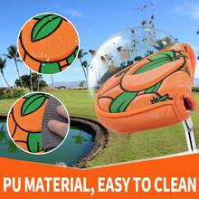 1 Bao bọc gậy golf kiểu dáng màu cam, bao bọc đầu gậy golf, phụ kiện golf làm từ chất liệu PU, chống mài mòn. - trái cam - Xem 6
