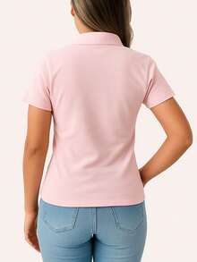 Baby Look Women's Polo Neck Piquet Premium - 淺粉色 - 查看 2