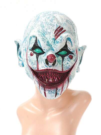 1pc Halloween Party Escape Room Haunted House Costume Clown Mask, Holiday Role Play Prop And Party Favor