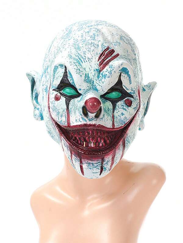 1pc Halloween Party Escape Room Haunted House Costume Clown Mask, Holiday Role Play Prop And Party Favor