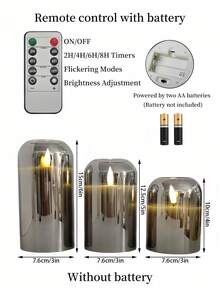 1 件/3 件套无焰蜡烛灯，带 10 键遥控器和 24 小时循环定时器的蜡烛灯，电池供电，许愿蜡烛灯，无味，3D 火焰效果，带灯芯的电动柱状蜡烛，温暖的火焰，适用于婚礼、家居装饰、卧室、求婚、生日、派对、圣诞节、万圣节、公司活动、礼物、蜡烛加热器 - 灰色 - 查看 9