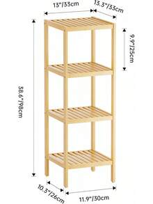 Mensola da bagno, organizer in bambù a 4 ripiani, mensola multifunzionale per soggiorno, camera da letto e cucina (naturale)