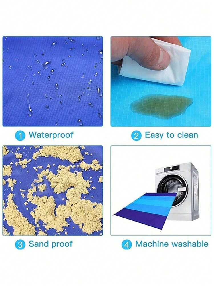 1pc Extra Large Waterproof Beach Blanket, Suitable For 4-7 Adults - Lightweight, Anti-Sand Picnic Mat, Suitable For Travel, Camping, Hiking - Comfortable Outdoor Activities, Gradient Design - Multicolor - View 4