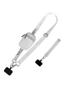 拉链手机挂绳，时尚女士斜挎手机挂绳，钱包式手机斜挎挂绳，新款拉链手机挂绳，可调节斜挎手机挂绳 - 涤纶材质，休闲风格，手机袋，女士礼物 - 彩色 - 查看 7