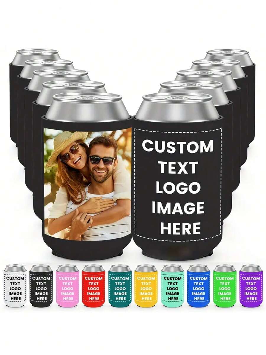 Customized Insulated Can Drink Holder - Can Print Personalized Logos And Text. Customized Christmas Can Drink Holder, Foldable Design, Printed With Logos And Text. Perfect For Halloween, Christmas And Holiday Party Decorations And Gifts. Suitable For Parties, Picnics And Outdoor Activities. Colorful Text Options Available. Party And Picnic Essential. Holiday Theme Design. Suitable For Beer, Soda And Other Beverages., Wedding Favors