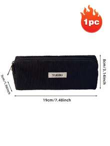 1 peça, estilo simples e versátil, material de veludo cotelê, toque macio, fecho de zíper seguro para uso, adequado para uso diário de estudantes e trabalhadores de escritório, usado para armazenamento de artigos de papelaria de estudo ou escritório, também pode ser usado como carteira de moedas, bolsa de caneta de veludo cotelê