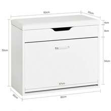 SoBuy FSR95-SCH, Hallway Shoe Rack Shoe Bench Shoe Cabinet With Folding Padded Seat & Flip-Drawer, Black - White - View 3