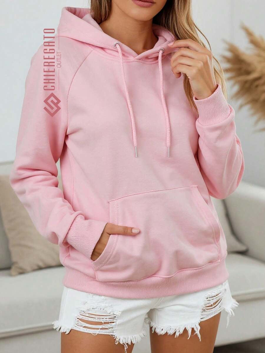 Women's Hoodie With Premium Plain Flannel Cold Weather Blouse Coat Winter Long Sleeve Windbreaker - 羅莎 - 查看 1