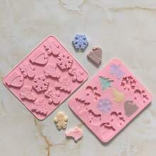 1 pieza Molde de silicona de 12 cavidades con temas navideños, incluye formas de sombrero, muñeco de nieve y hombre de jengibre, para chocolate, postres, galletas, molde de hornear antiadherente Decoraciones navideñas Pijamas navideños Regalos navideños Decoración navideña