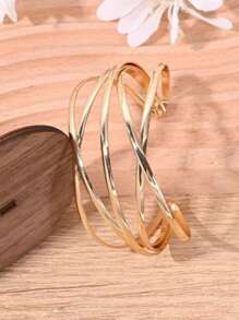 1 pieza Brazalete abierto minimalista y de moda con diseño cruzado, adecuado para uso diario