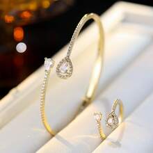 2 件/套简约时尚女士锆石戒指和手链首饰套装，适合派对 - 手鐲戒指套裝 - 查看 18