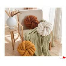 White 11.8 Inches Round Throw Pillow, Modern Ball Shaped, Decorative Pillow Couch, Sofa, Bedroom - Quả bóng nâu - Xem 2