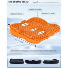 Enlarged 19.7" Gel Seat Cushion, Egg Gel Chair Pads For Wheelchair Pressure Coccyx Sciatica Pain Relief, Cooling Desk Seat Cushion For Kayak, Car, Office Chair Long Sitting[Black]-657741 - 橙色169145275英寸 - 查看 4