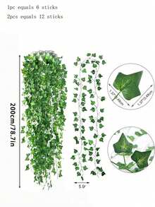 Ivy Vines 1pc/2pcs 200cm Suitable For Furniture Decoration, Autumn Decoration, Thanksgiving, Stair Door And Window Decoration, Four Seasons Decoration, DIY Decoration,Wedding Decoration