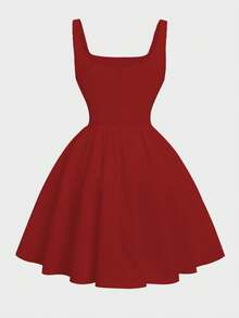 Váy dây mảnh màu trắng phong cách tối giản kiểu Pháp mùa xuân/hè, váy liền thân hở lưng cổ vuông ôm sát, không tay, cổ điển trẻ hóa cao cấp dành cho nữ - Đỏ - Xem 5