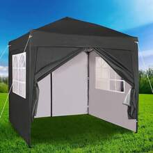 MCC Direct Pop-Up Gazebo 2m X 2m With Sides Silver Protective Layer Waterproof Marquee Canopy WS - Black - View 4