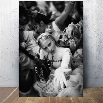 1pc Frameless Gaga Lady Canvas Mural - Pop Singer Black And White Poster Printing, Perfect For Bedroom, Office, Living Room, Coffee Shop Decoration, Gift Ideas, Office Artworks | Vintage Posters | Bold Statement Decoration, Wall Decoration