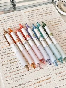 4 支彩色 0.5 毫米凝胶笔套装香薰笔 3D 水果图案草莓和葡萄南瓜万圣节配色方案签名笔，书写绘图手册办公室学校，适用于办公室、会议、学习笔记、书法、突出显示标记、返校、万圣节礼物 - Pink series - Scented Pens (4 pieces) - 查看 10