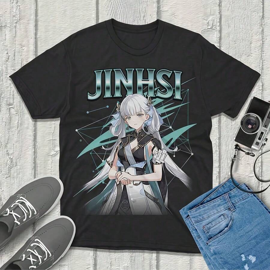 Jinhsi Wuthering Waves Shirt Vintage Streetwear Unique Artistic Featuring Your Favorite Characters!73 - 黑色2 - 查看 1