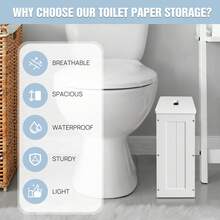Royalswill Bathroom Storage Cabinet Ultra-Thin Design, Toilet Paper Storage Rack, Waterproof Wooden Storage Rack, Scandinavian Style Multifunctional Toilet Shelf - White-cabinet - View 6