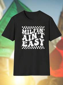 MILFIN AIN T EASY Maglietta Uomo Estiva Casual Moda T Shirt Cotone Manica Corta Regalo Divertente Outfit Giovani Offerta Esclusiva  Promo