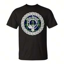 Lamont Surname Last Name Scottish Clan Tartan Badge  T-Shirt Wo's 220g Thick Cotton T-Sh42 - 黑色10 - 查看 1