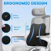 Gel-Infused Seat Cushion & Memory Foam Lumbar Pillow Set,Non-Slip Bottom,Breathable Mesh Cover,Portable Handle - Ergonomic Support For Office Chair Cushion, Car Seat Cushion And Wheelchair,Black-143729 - 彩色 - 查看 4