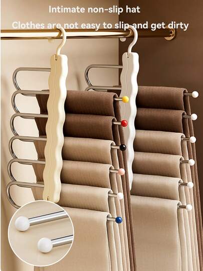 Stainless Steel Folding Pant Rack, Multi-Functional Multi-Layer Pant Storage, Clothes Hanger, Magical Seamless Pant Clip Wardrobe Hanging Rack