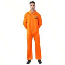 1pc Adult Men's Orange Prisoner Costume, New Crossborder European And American Male Convict Outfit ,Halloween Costume - Orange - View 10