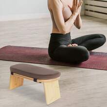 Aohuada Meditation Prayer Bench, Portable Foldable & 5° Ergonomic Tilt Kneeling Meditation Yoga Stool With Cushion & Carry Bag For Home/Studio/Gym, Bamboo & Velvet Kneeling Stools (Coffee) - Brown - View 6